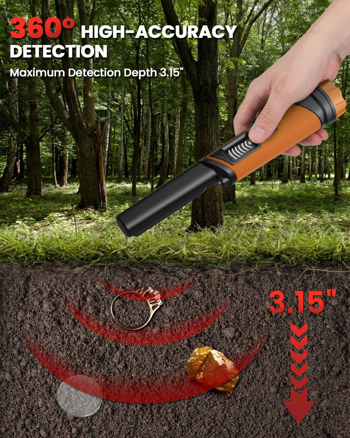 DR.ÖTEK close-up of probe tip showing full 360° detection accuracy