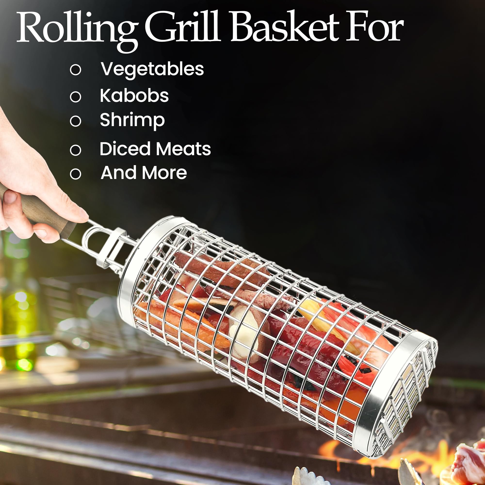 DragonFlames hinged basket open for loading and easy cleaning