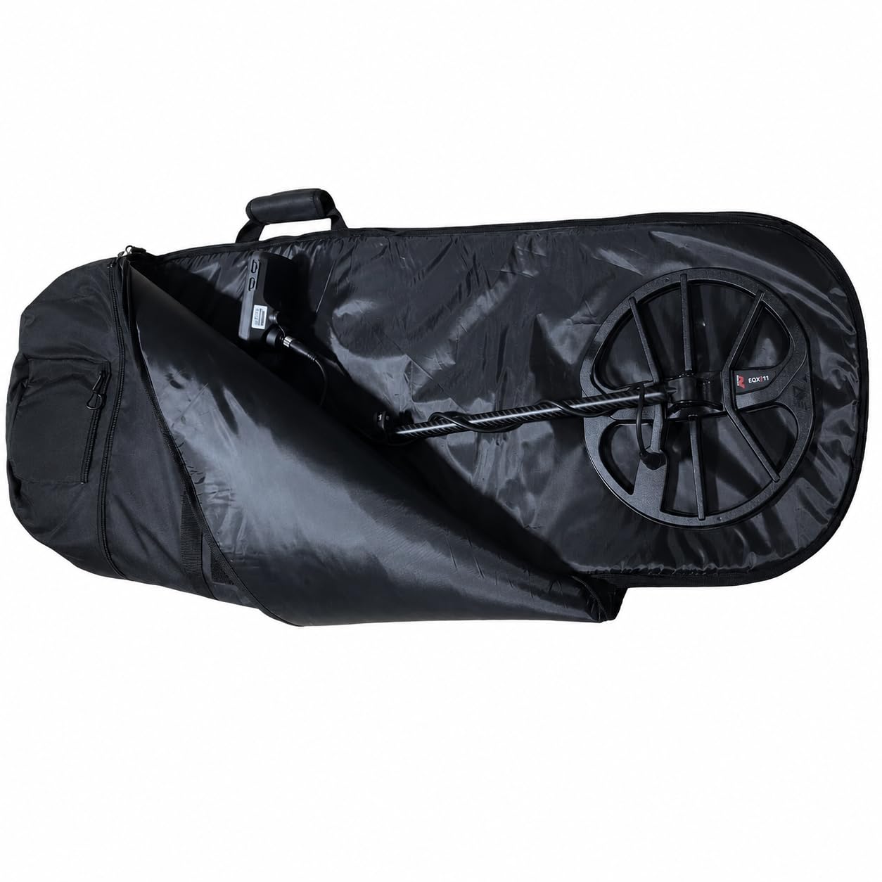 DRAGONXT bag placed by a vehicle ready for outdoor detecting trips