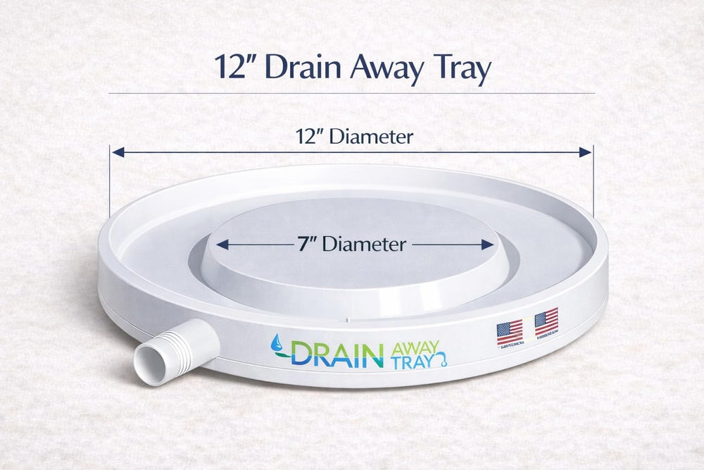 Drain Away Tray on deck outdoor scene resisting sun and preventing deck stains