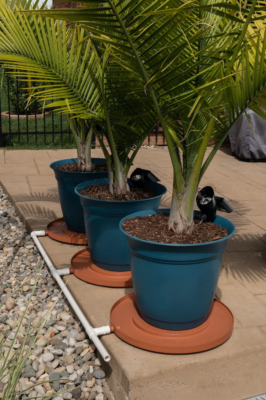 Drain Away Tray in-use on patio protecting deck from stains