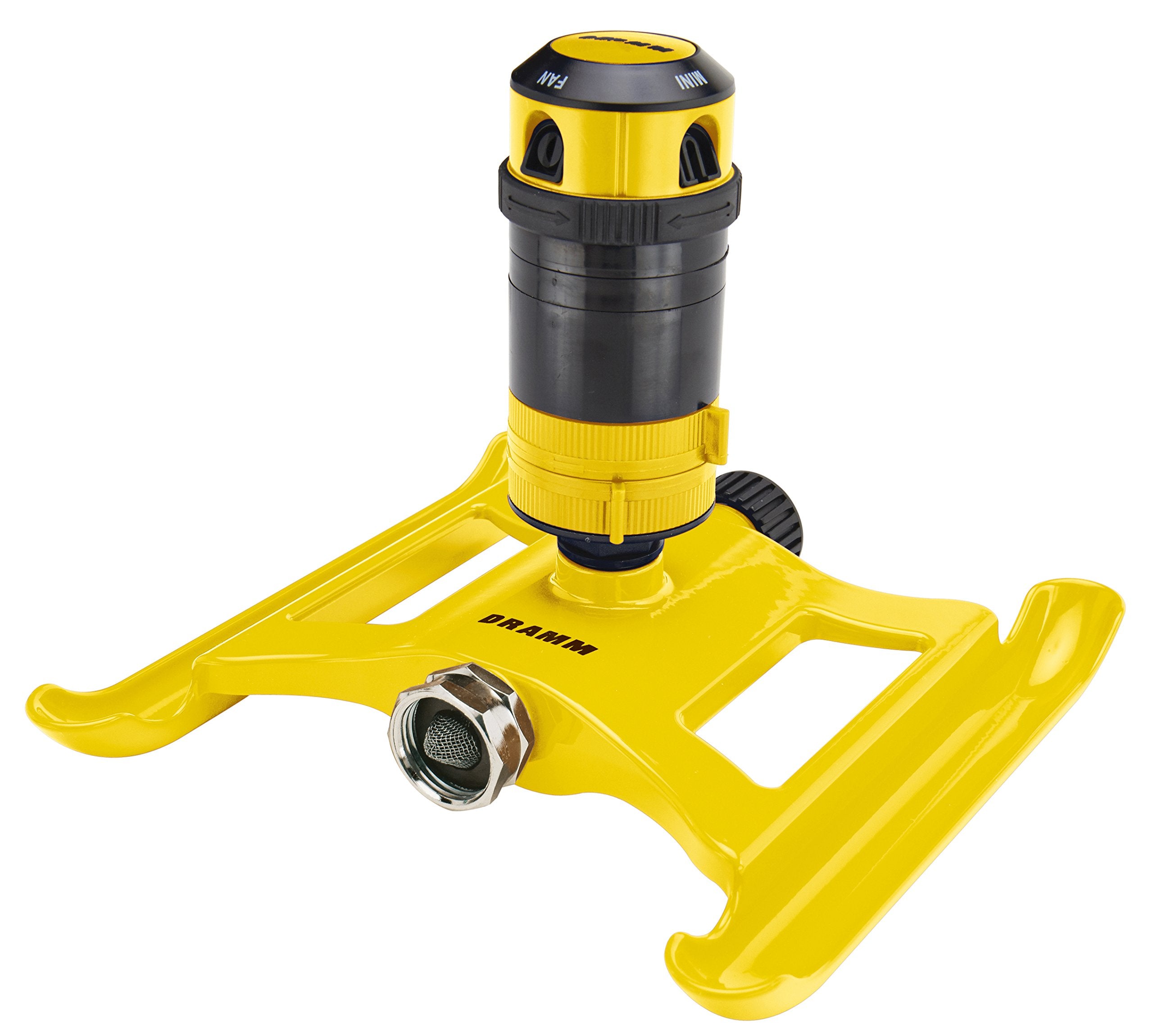 Dramm ColorStorm front view showing compact sprinkler and visible stability benefit