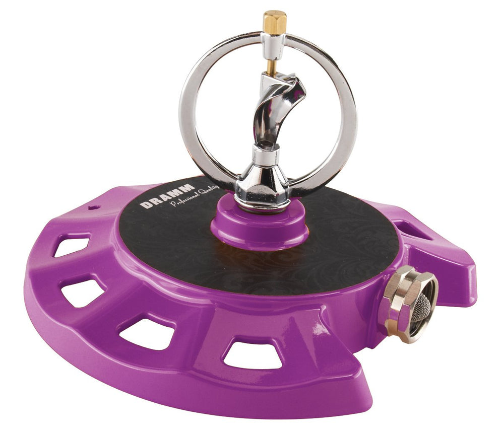 Dramm ColorStorm front view showing compact design and bright berry color benefit: visible garden accent
