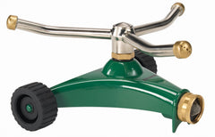 Dramm ColorStorm front view showing sturdy metal frame and three-arm head for reliable coverage