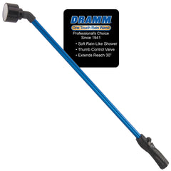 Dramm One Touch Rain Wand front view showing full wand and shower head benefit easy coverage