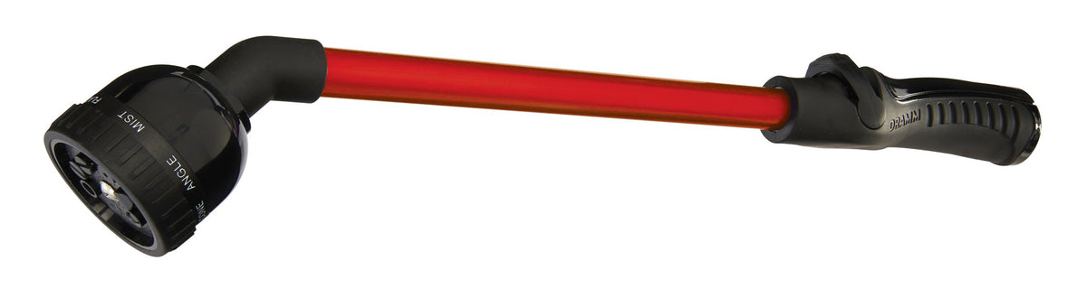Dramm RainSelect front view showing red wand and nozzle, precise watering control
