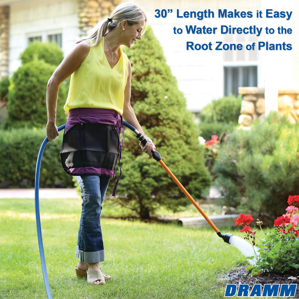 Dramm thumb control valve closeup with ergonomic rubber overmold for effortless flow control