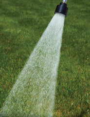 Dramm nozzle spray pattern demonstrating gentle, full-flow shower for even watering
