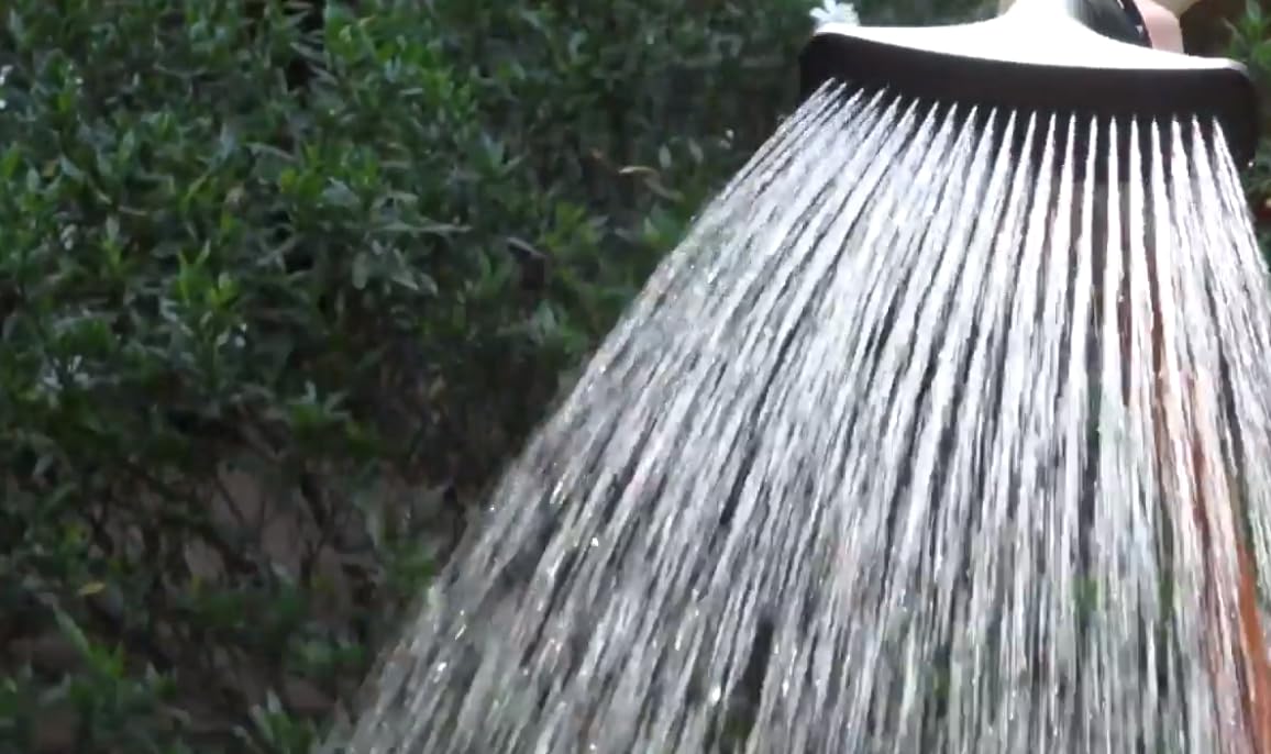 Dramm nozzle watering hanging basket with soft spray to protect flowers