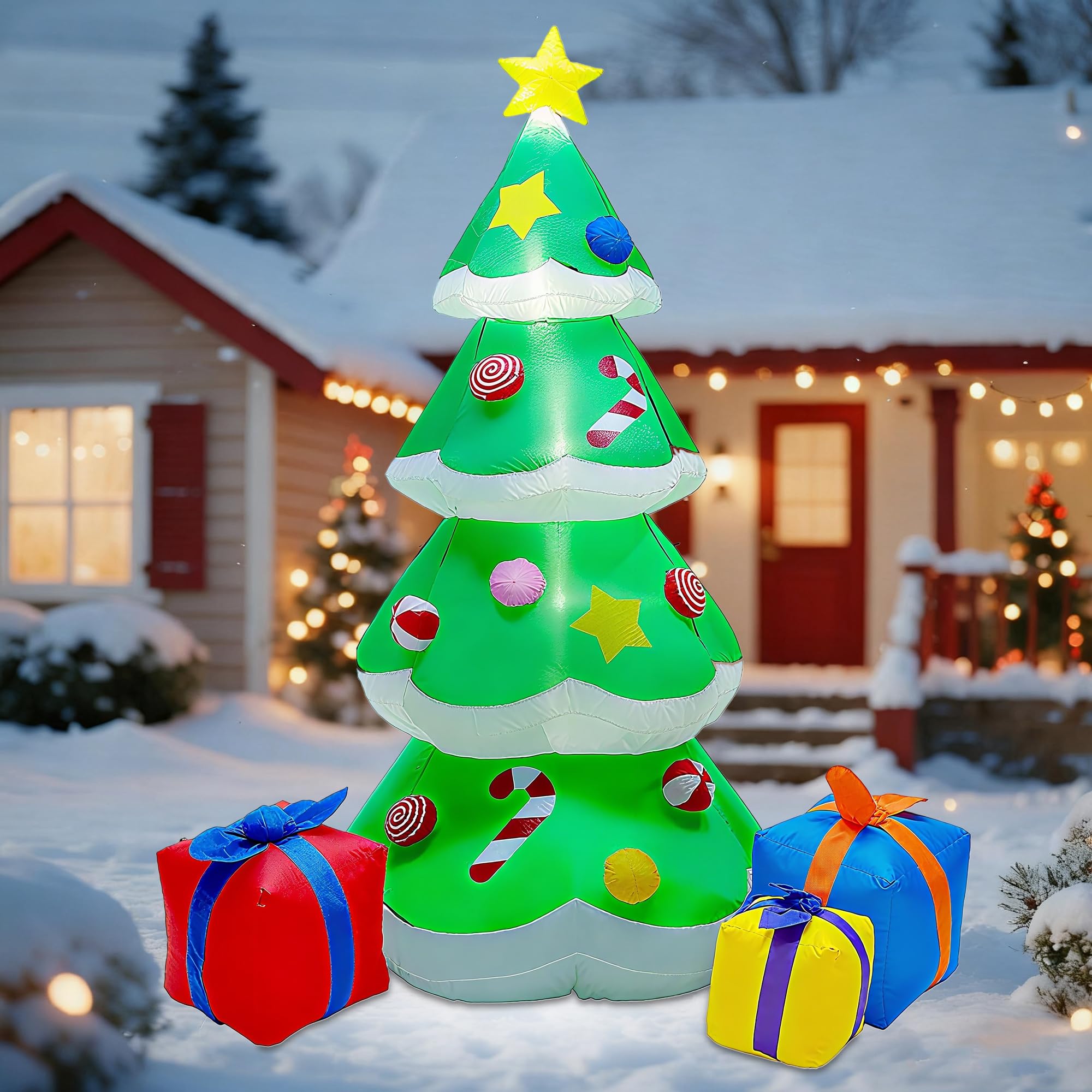 DR.DUDU front view inflated tree showing full festive silhouette and curb appeal