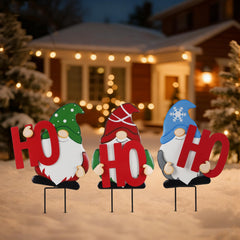 DR.DUDU stacked vertical gnomes in yard creating tall visible holiday marker benefit