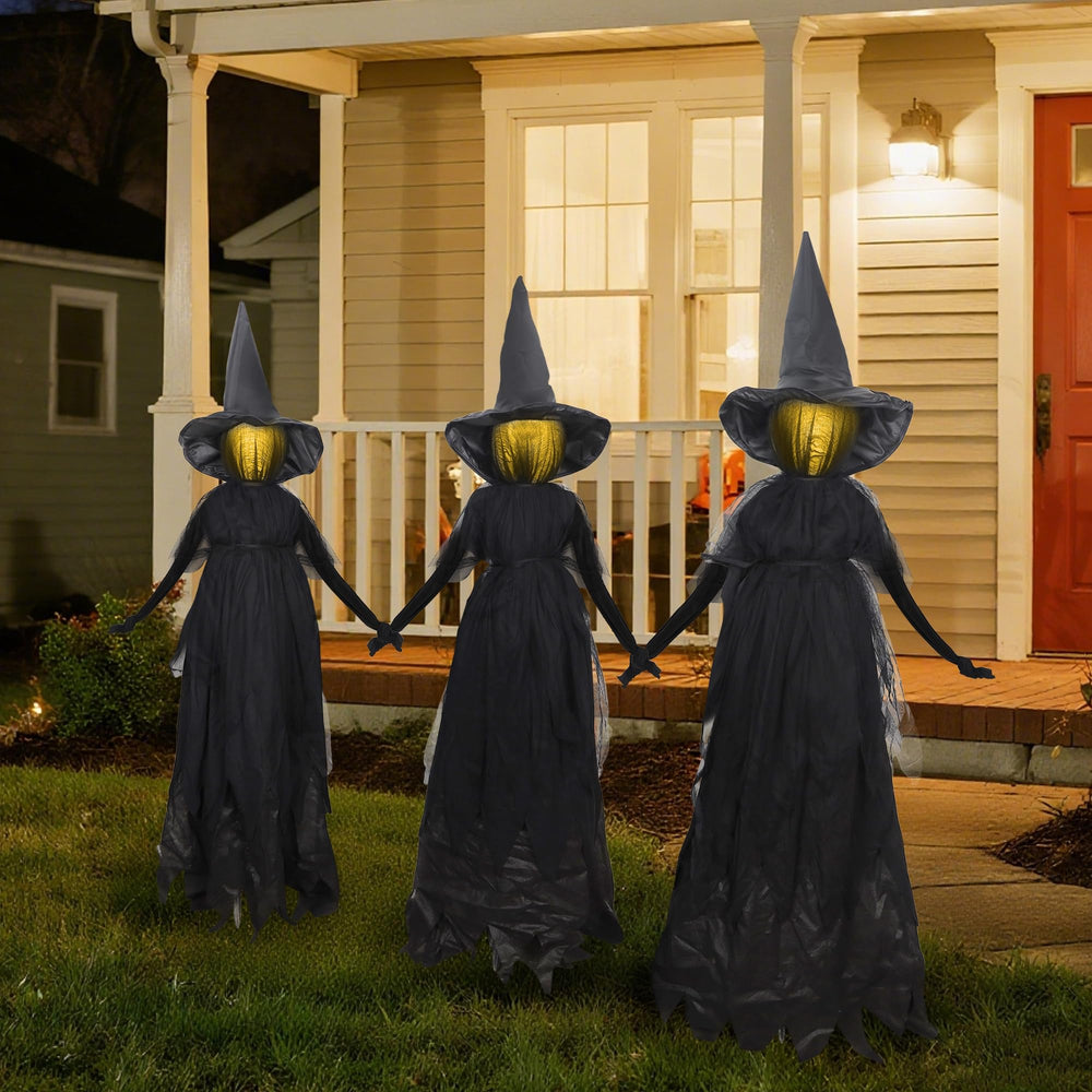 DR.DUDU silhouette of connected witches holding hands creating dramatic yard focal point