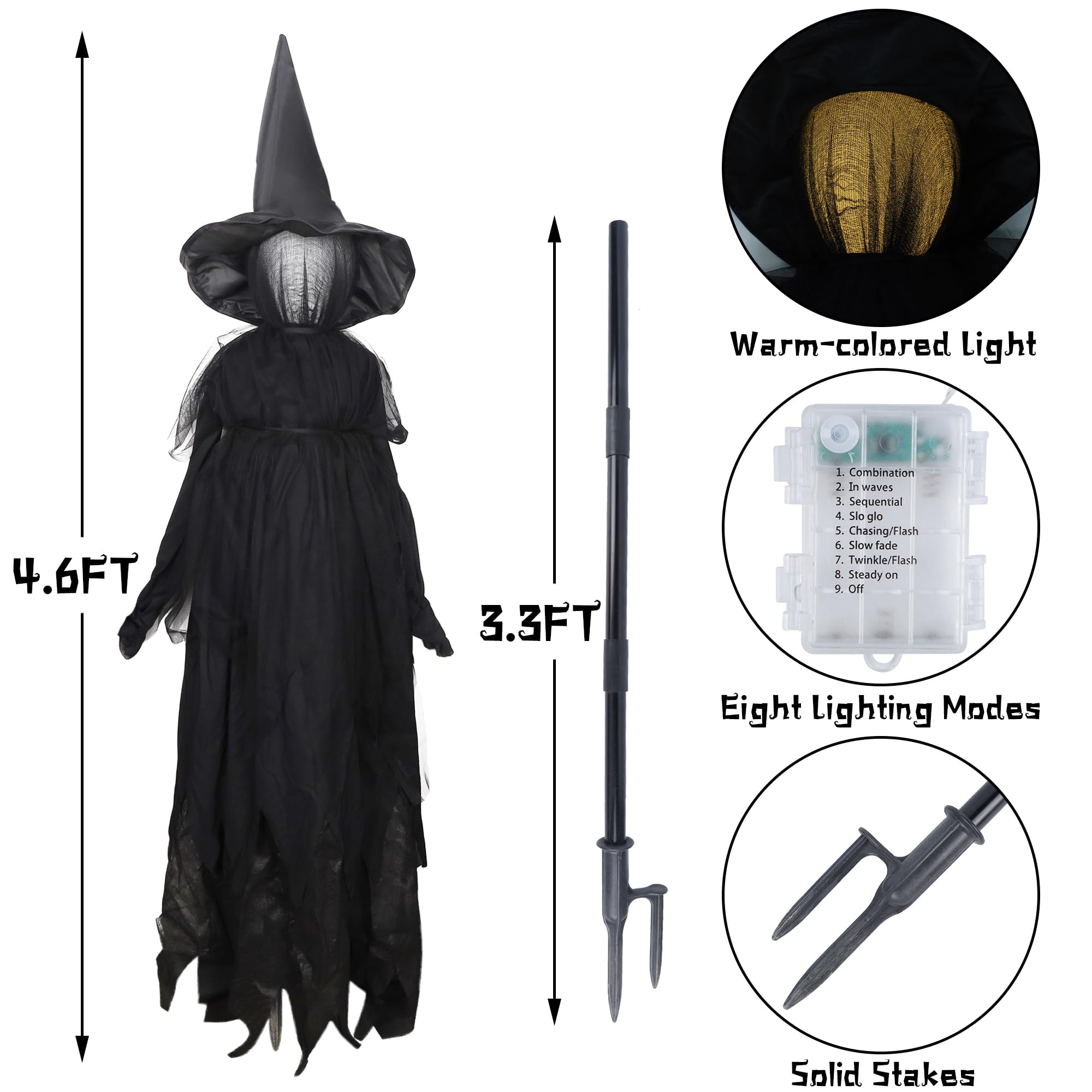 DR.DUDU witches lit at night along pathway creating warm inviting Halloween ambiance