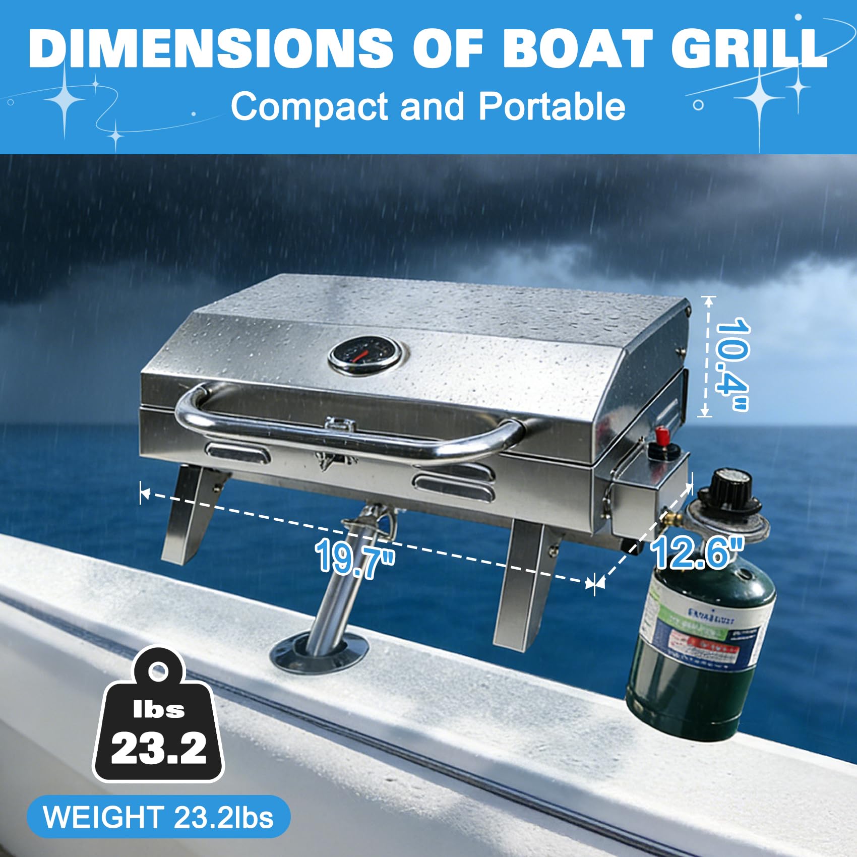 dre grill open with lid and thermometer showing precise temperature control benefit