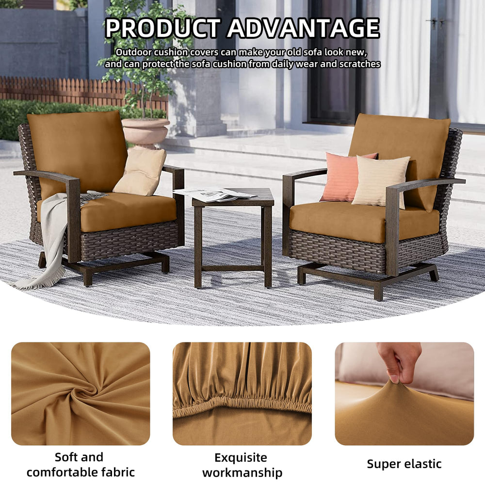 DREAHOTEXTIL cover fitted on outdoor couch demonstrating neat wrinkle-free fit