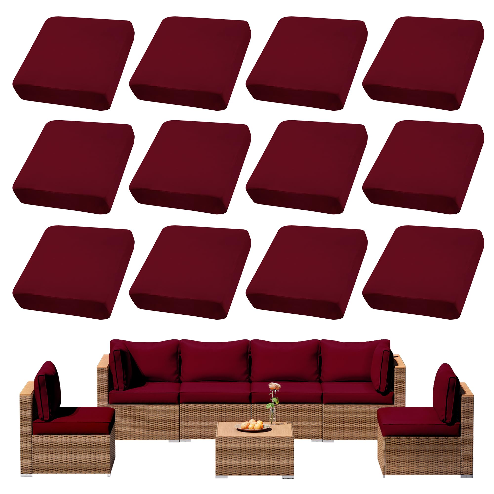 DREAHOTEXTIL front view of 12-piece cover set showing neat folded pack and color