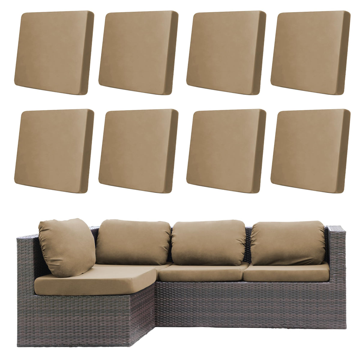 DREAHOTEXTIL front view of 8-piece cover set showing neat protective fit