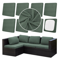 DREAHOTEXTIL front view of 8-pack patio cushion covers showing full set and packaging, fast refresh benefit