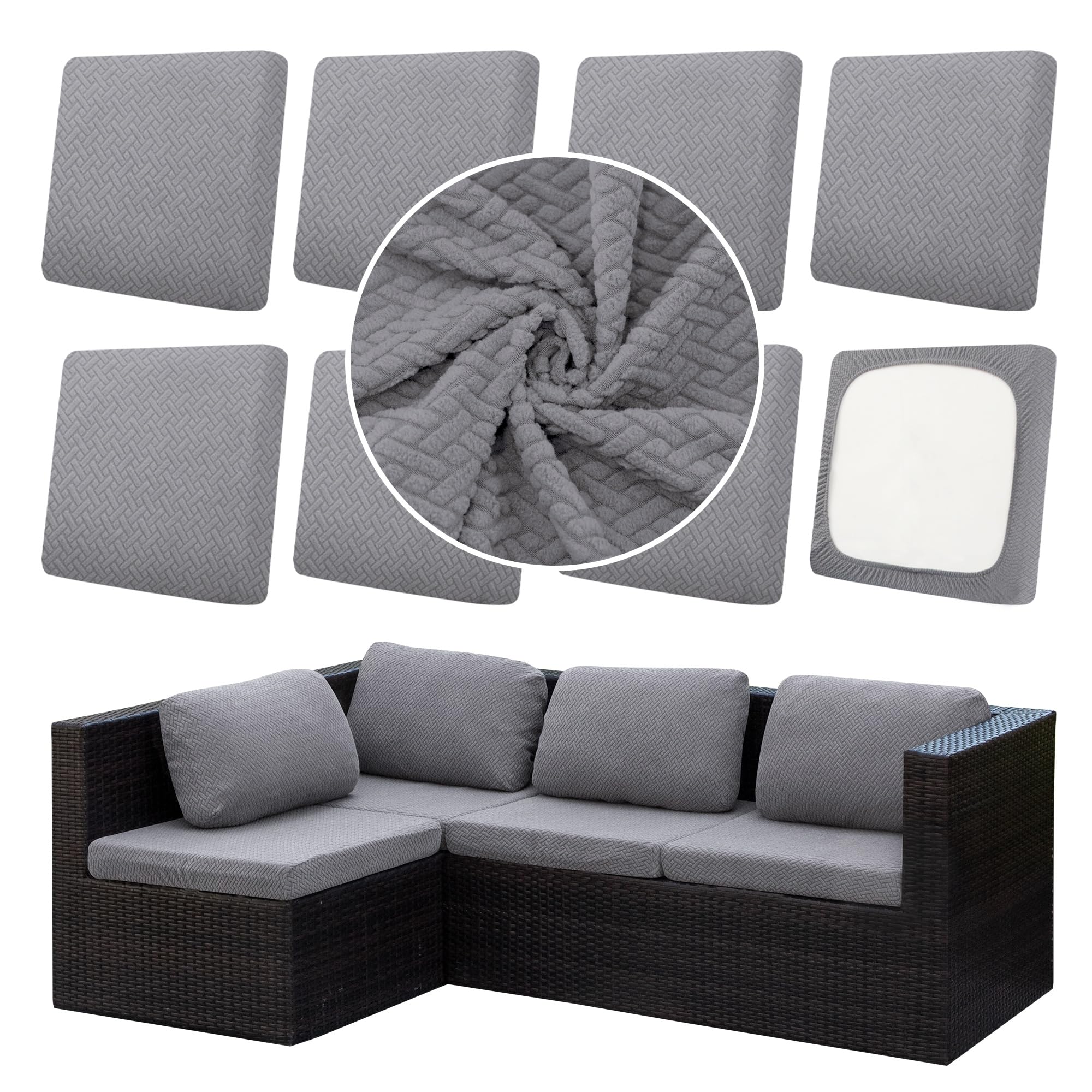 DREAHOTEXTIL front view of eight cushion covers showing neat packed set and fresh colors