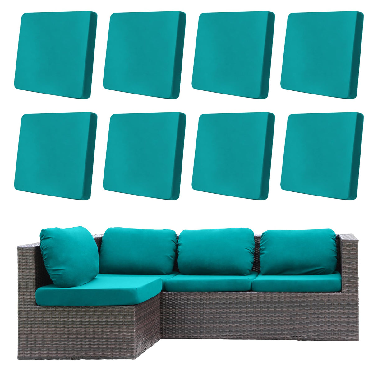 DREAHOTEXTIL front view of 8-piece cover pack showing color and fit