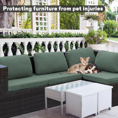 DREAHOTEXTIL installed covers on outdoor sofa demonstrating improved decor and protection benefit