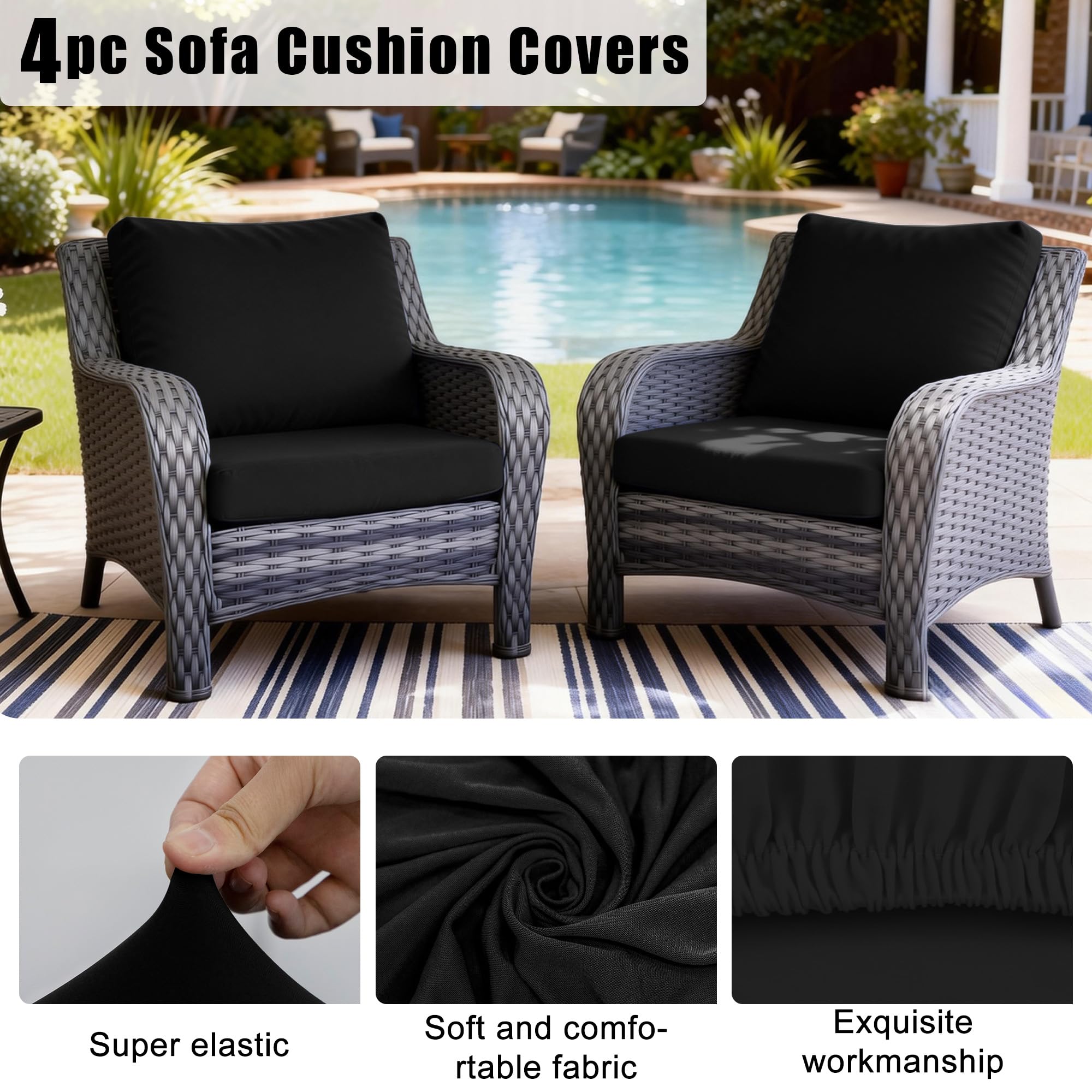 DREAHOTEXTIL side view showing cover fit on 2–7 inch cushion for size guidance