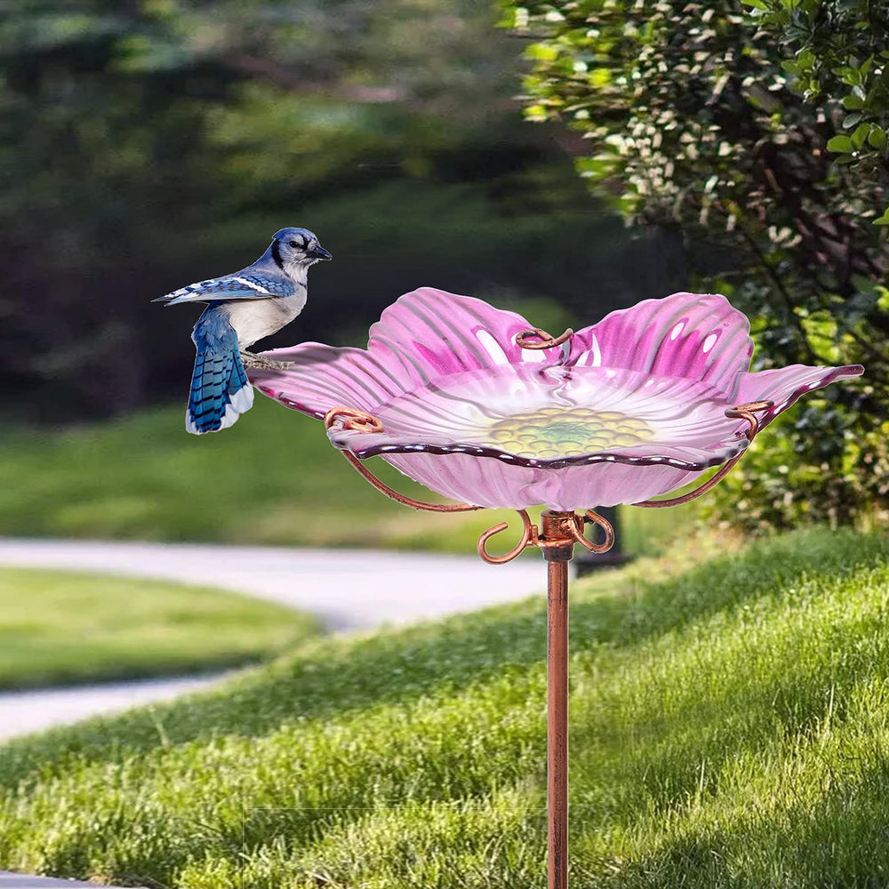 DREAM GARDEN bird bath placed in garden bed illustrating landscape integration and attraction