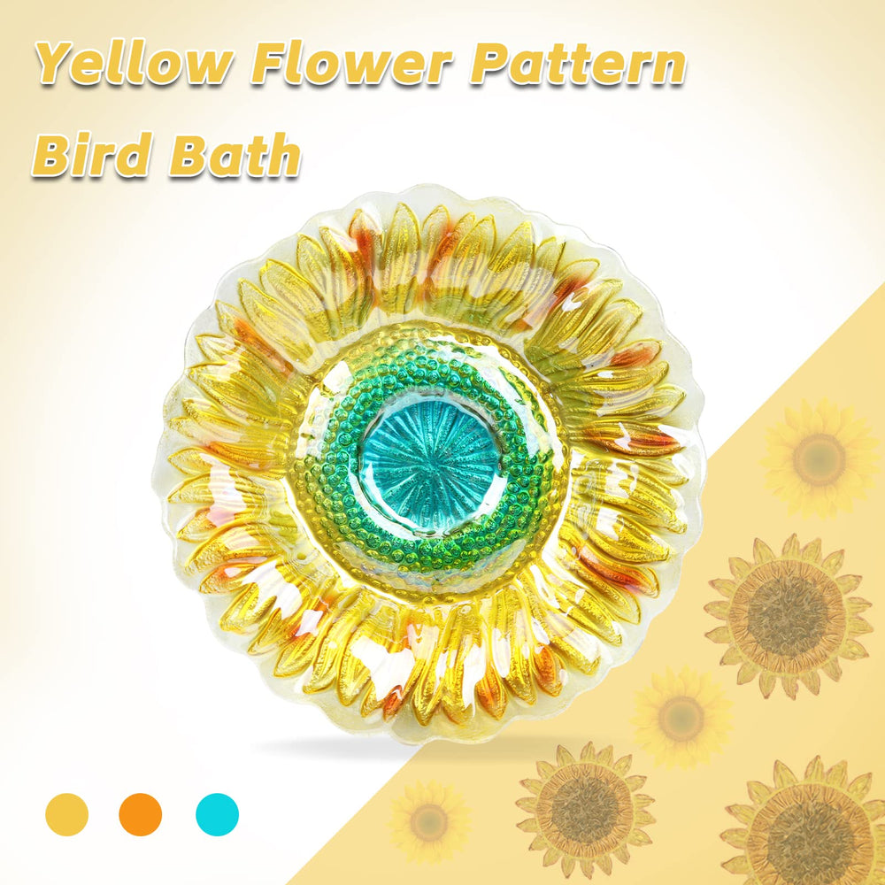 DREAM GARDEN close-up of sunflower pattern on bowl, enhances visibility for birds