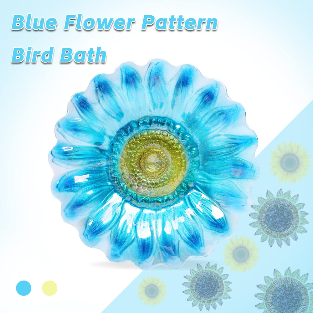 DREAM GARDEN close-up of blue sunflower glass pattern highlighting handcrafted detail and visual attractant