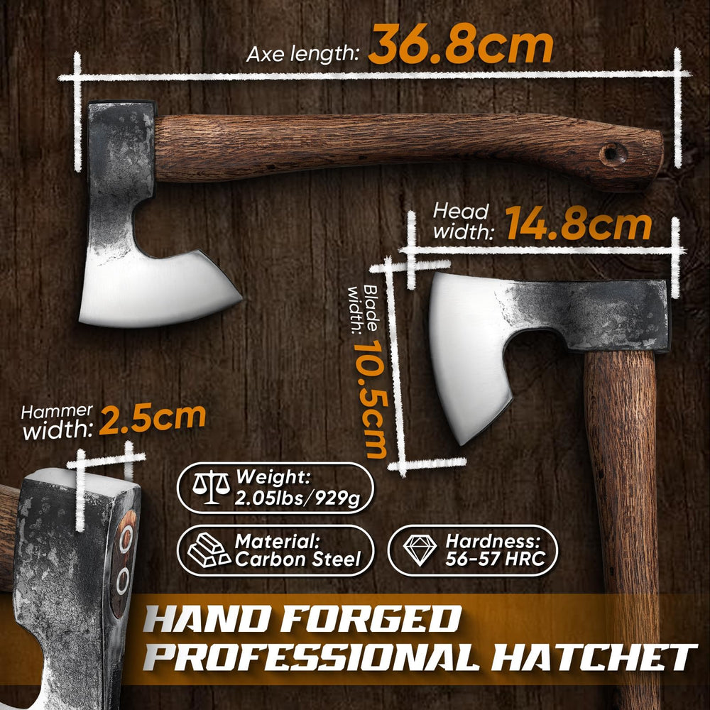 Dream Reach hatchet with leather sheath secured for safe carrying and edge protection