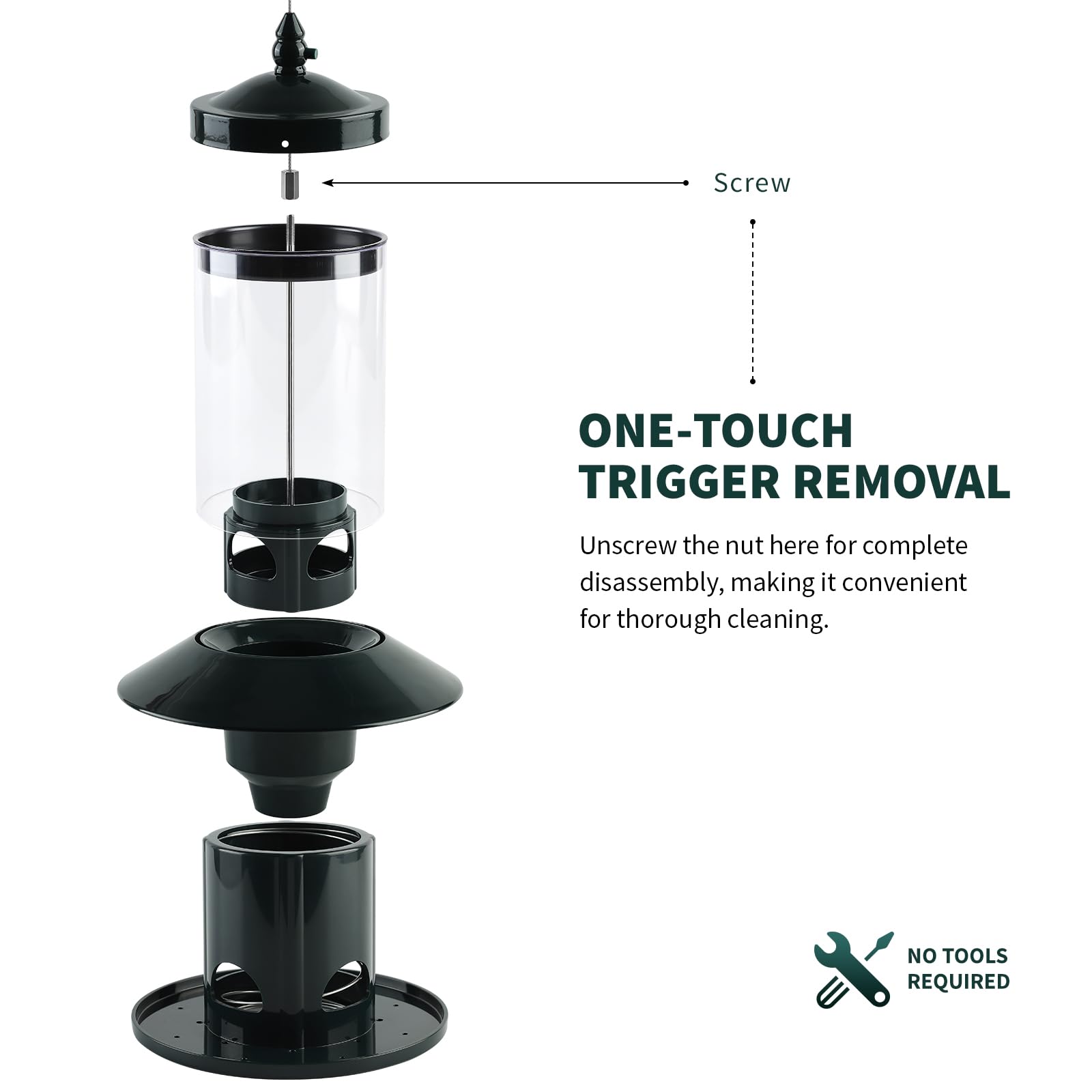 Dreamdrawer feeder hanging in garden illustrating easy installation and bird-friendly benefit