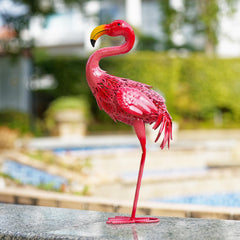 dreamskip front view of pink flamingo statue showing vibrant pose and curb appeal