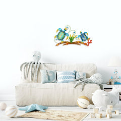 dreamskip sea turtles mounted on patio wall adding nautical ambiance