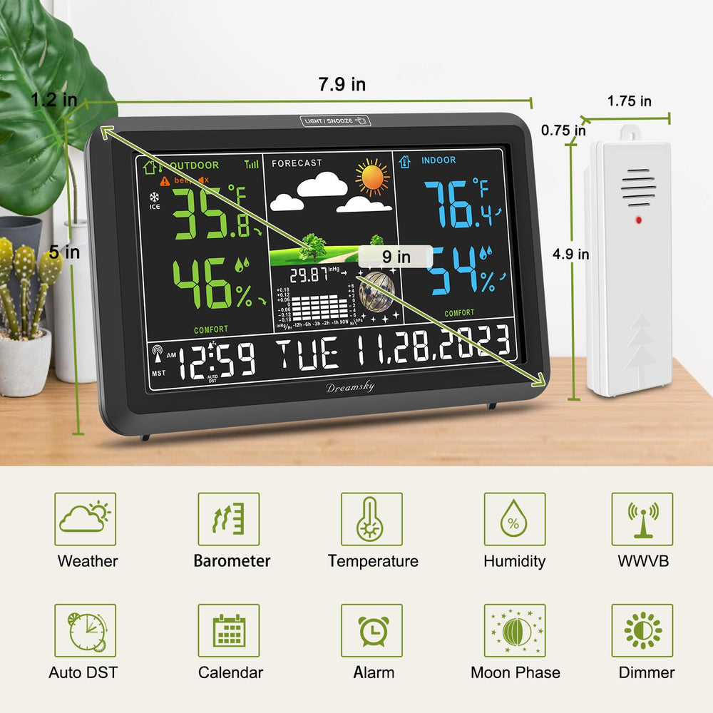 DreamSky display visible from across room for easy glanceable weather info