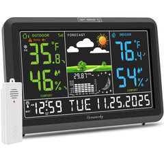 DreamSky front display showing time temperature and forecast for quick planning