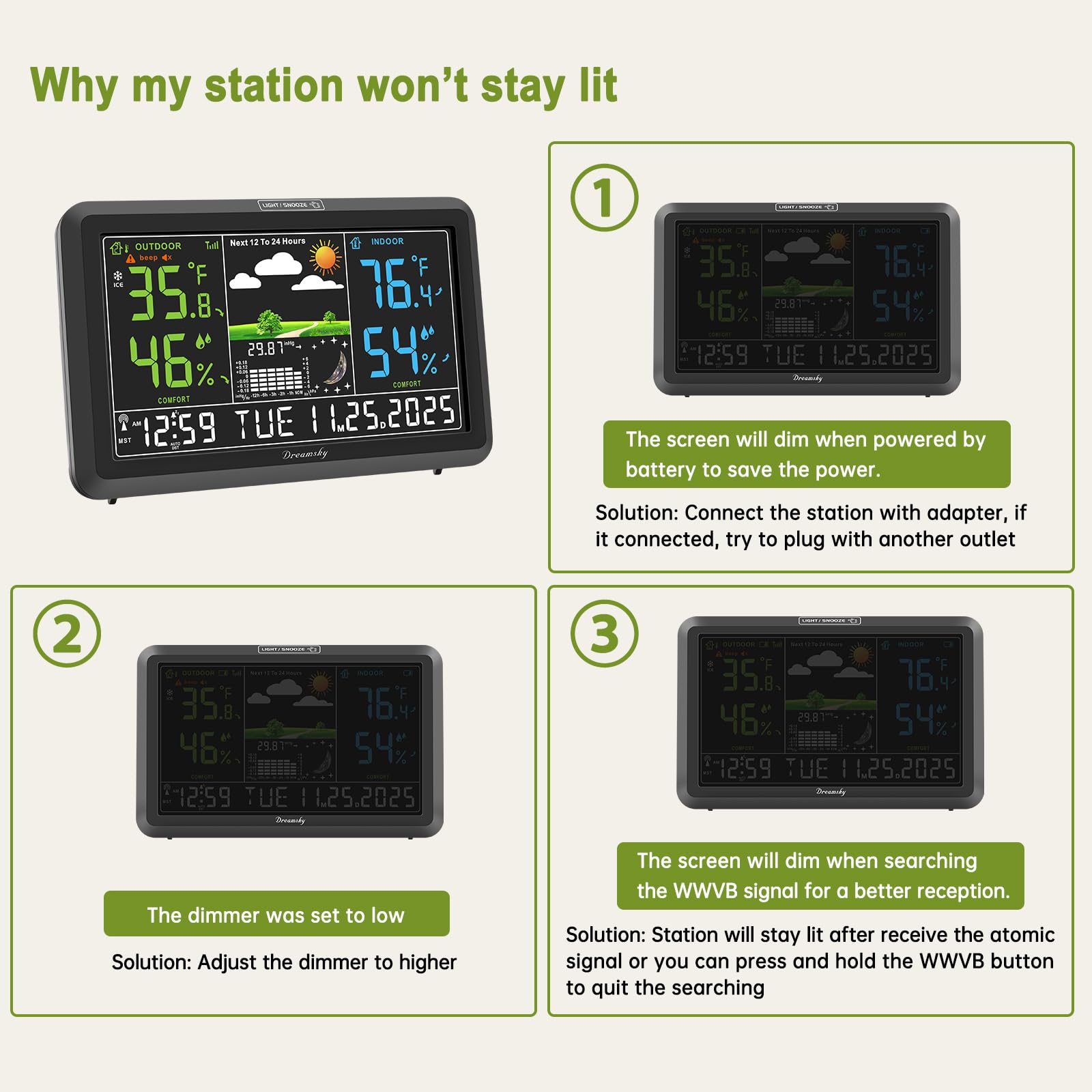 DreamSky weather station on kitchen counter for home-ready monitoring benefit