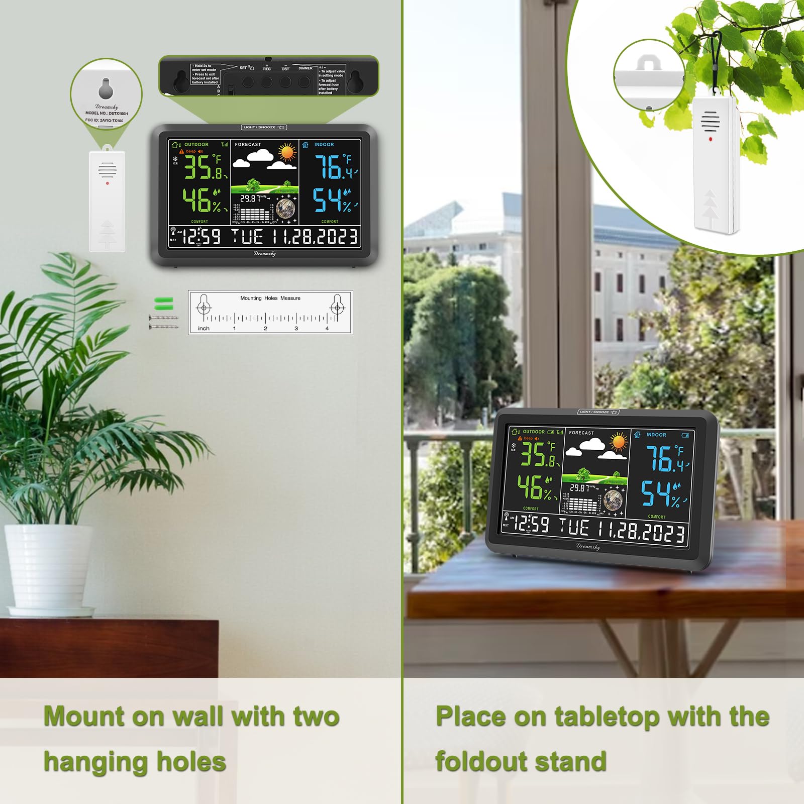 DreamSky outdoor sensor mounted on siding for reliable yard temperature monitoring