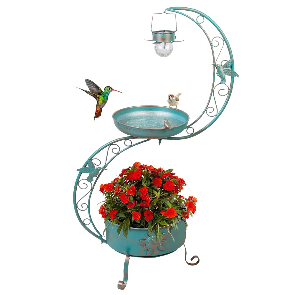 DREAMSOUL front view of birdbath showcasing vintage metal beauty and garden charm