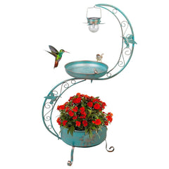 DREAMSOUL front view of birdbath showcasing vintage metal beauty and garden charm