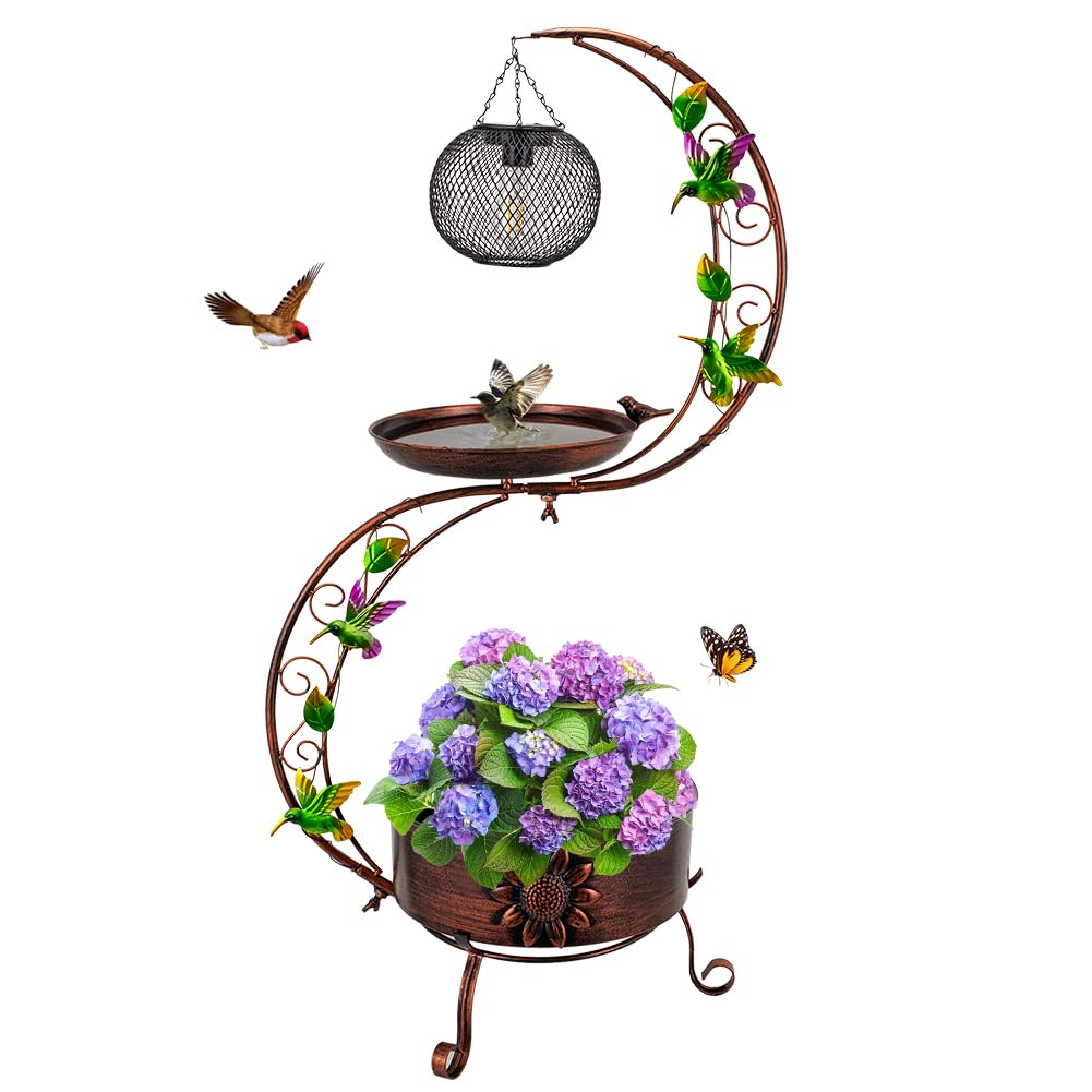 DREAMSOUL front view of bird bath showing full vintage copper design and benefits