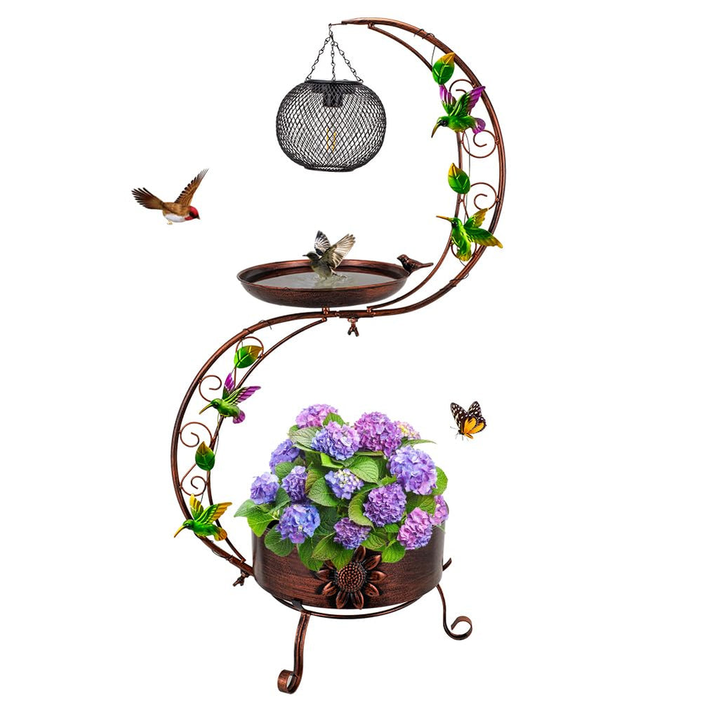 DREAMSOUL front view of bird bath showing full vintage copper design and benefits
