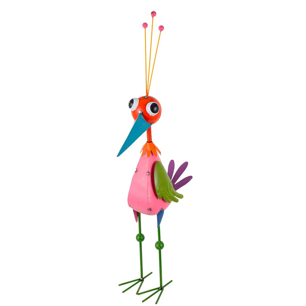 DREAMSOUL front view of colorful metal bird statue showing vibrant appeal