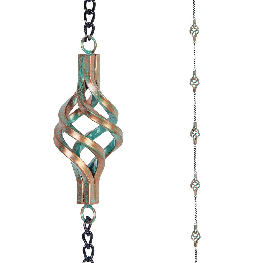 dreamysoul front view showing full 9.7ft rain chain and birdcage design for curb appeal