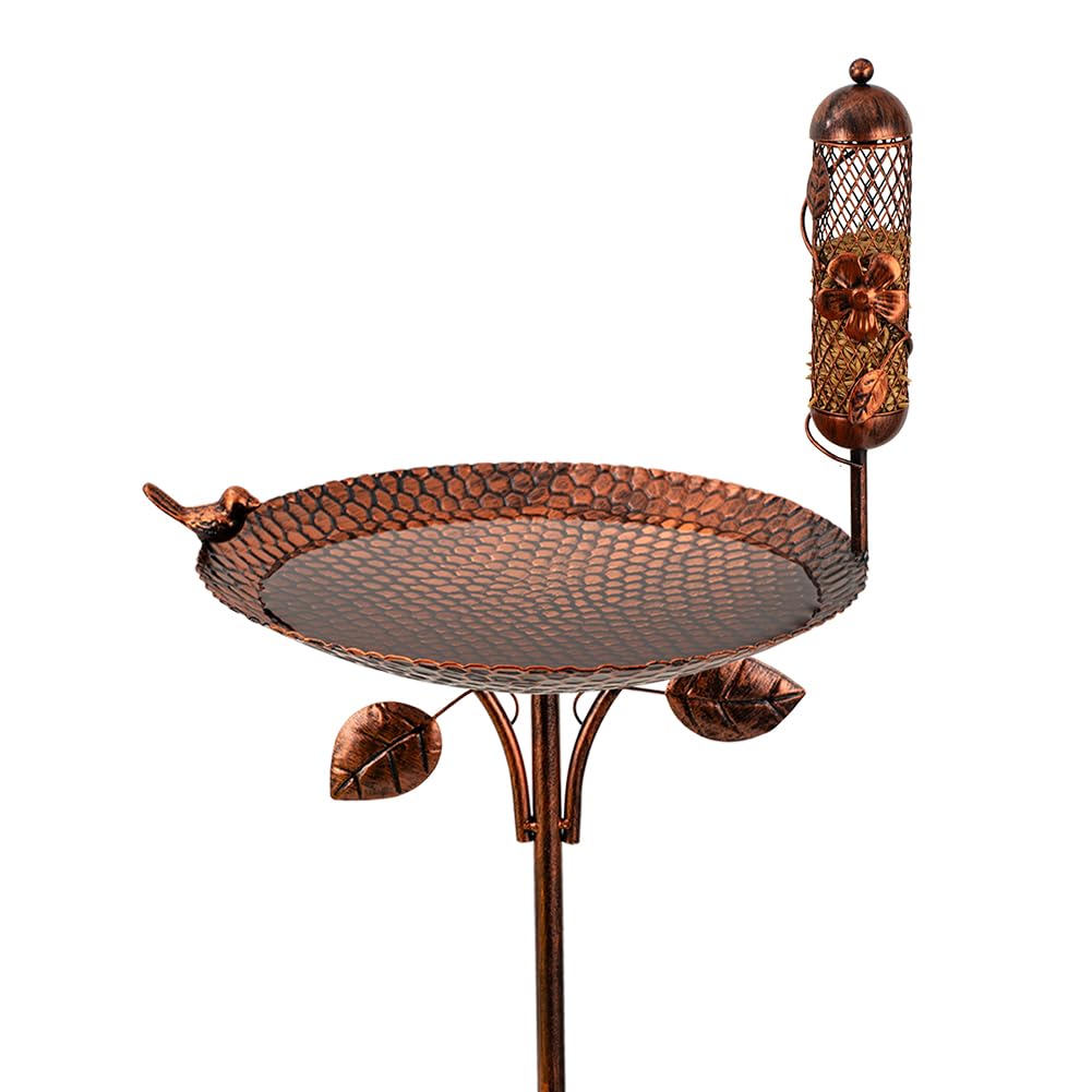 dreamysoul front view bird bath showing elegant copper finish and stable stand