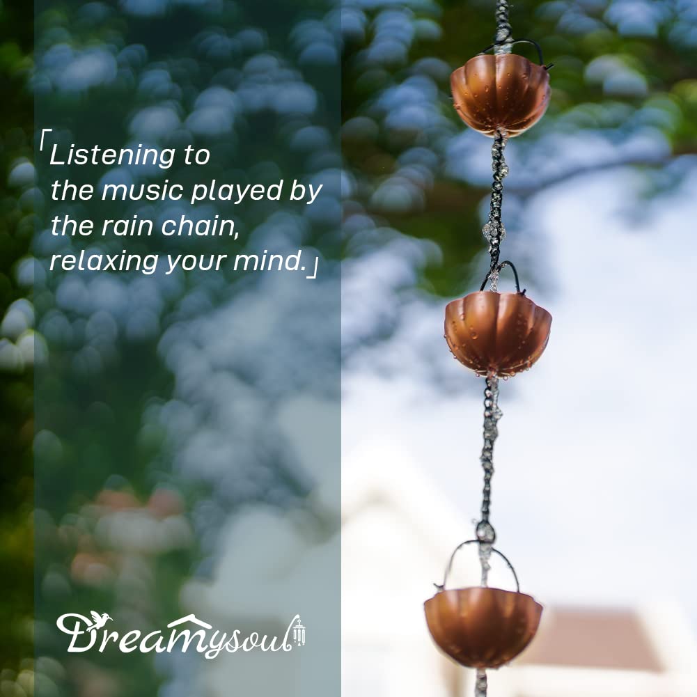 dreamysoul rain chain in garden setting showing decorative function and ambiance