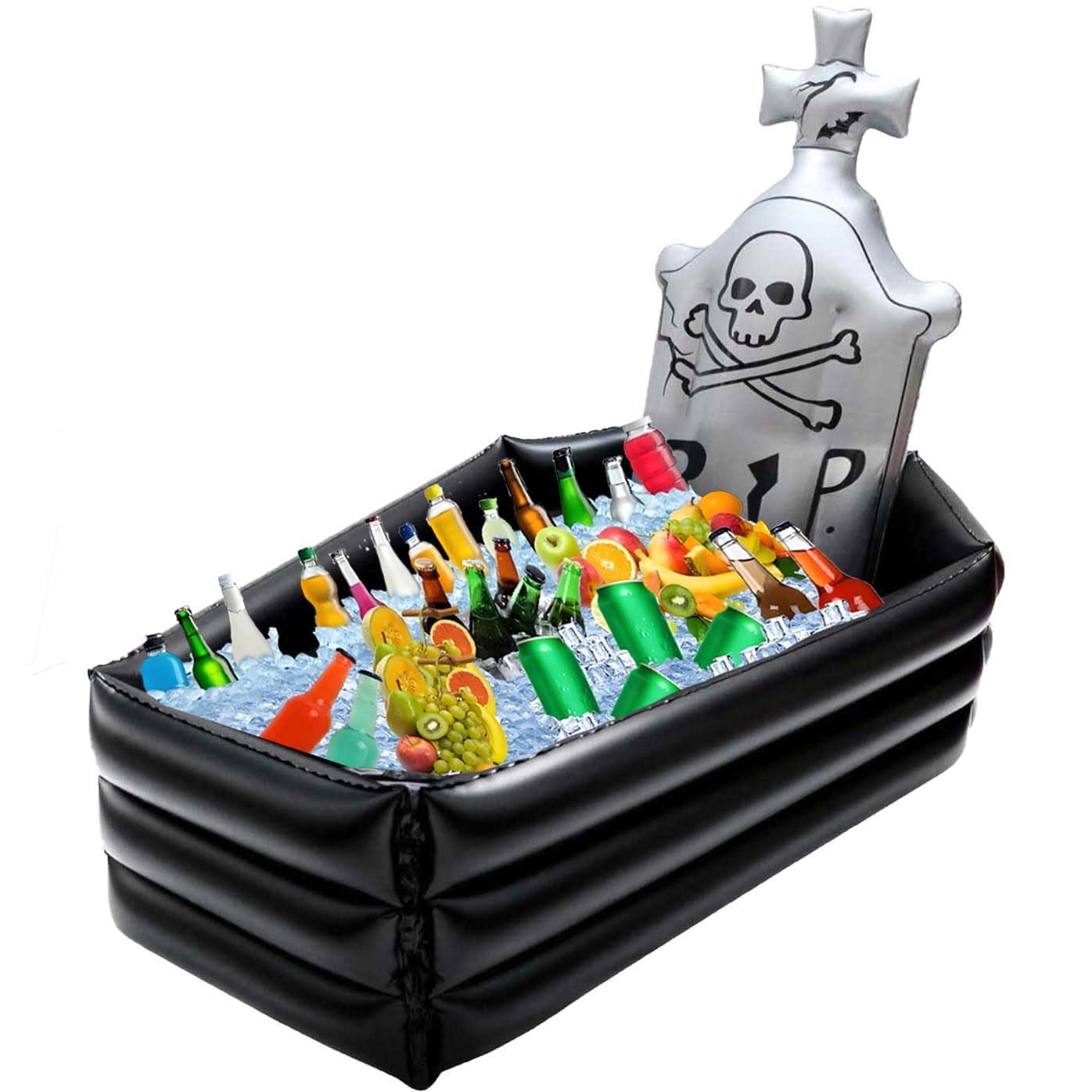 DredQcco front view coffin cooler showing spooky design and large capacity