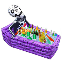 DredQcco front view of coffin cooler showing spooky design and full capacity benefit