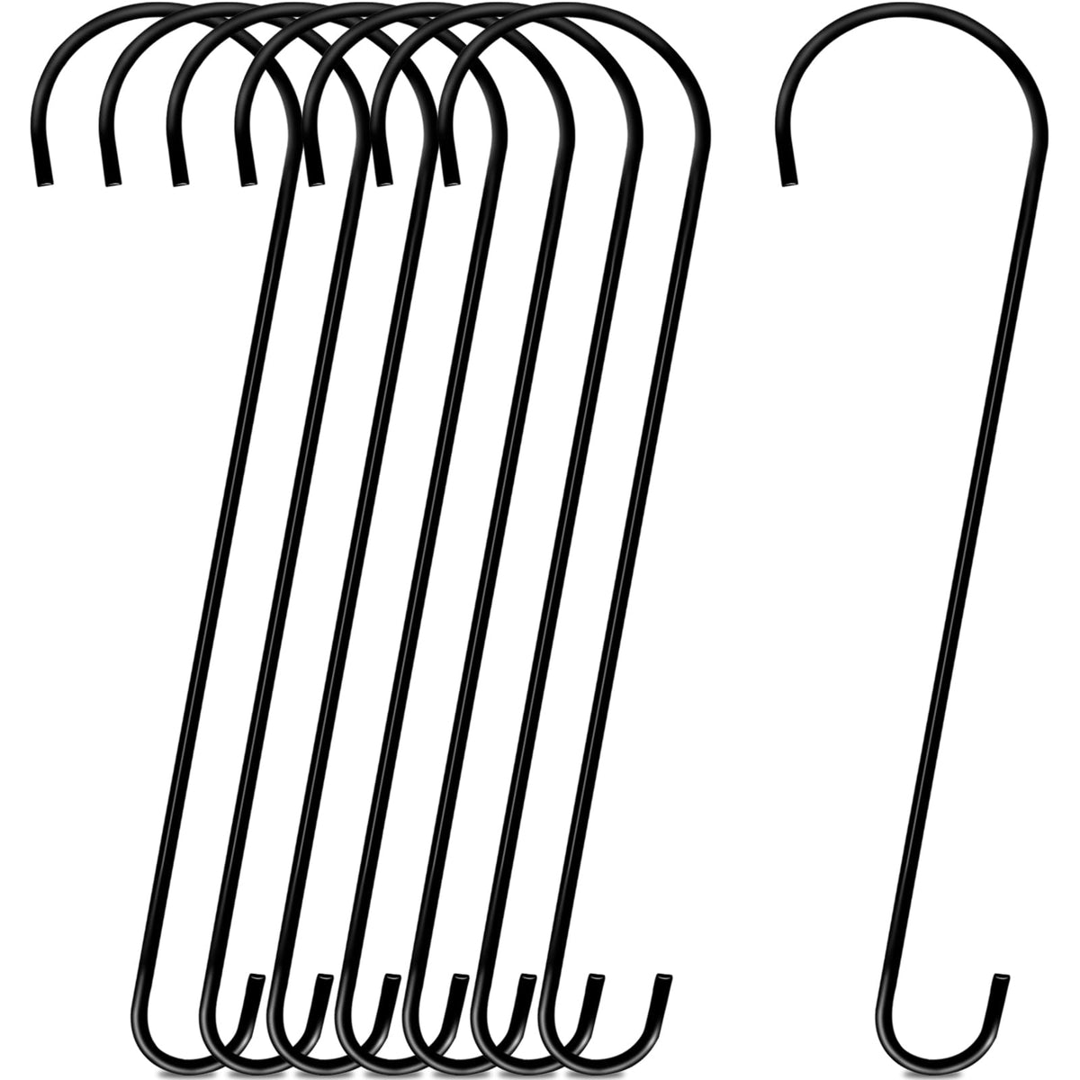 Dreecy front pack of eight 24-inch black S hooks showing contents and finish