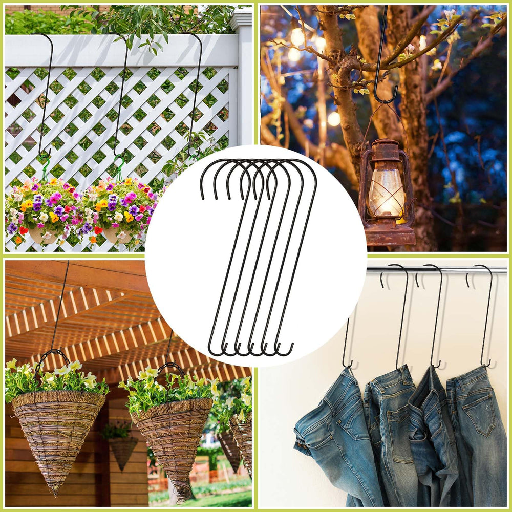 Dreecy backyard scene with hook holding bird feeder to attract birds