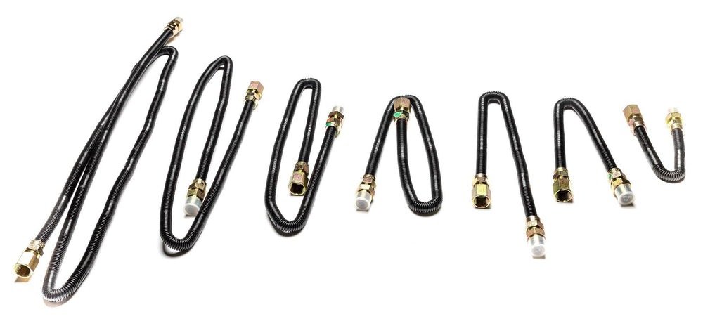 Dreffco gas flex line installed on outdoor fire pit demonstrating quiet reliable gas connection